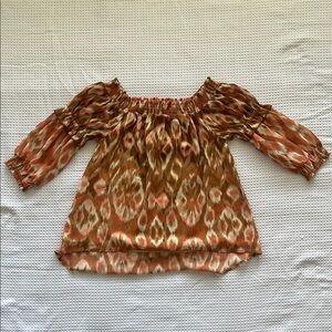 Women's Brown and Pink Off-Shoulder Top